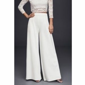 David’s Bridal Crepe Wide-Leg Trousers, Ivory